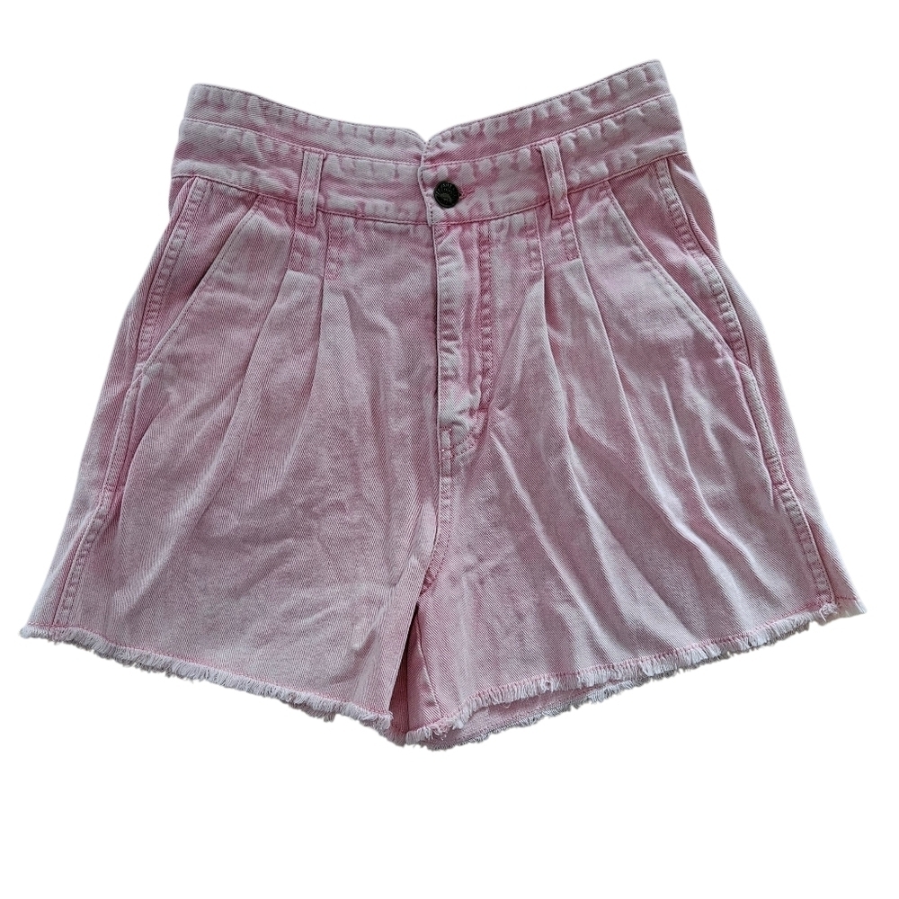 Women's Faherty Rikki Shorts Frayed Hem French Rose 26 Cotton Paperbag Waistband